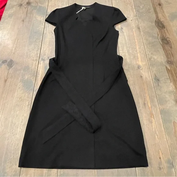 cynthia steffe black lace dress Cynthia Steffe Women's Sheath Dress Size M Long Lace Sleeve Round Neck Black